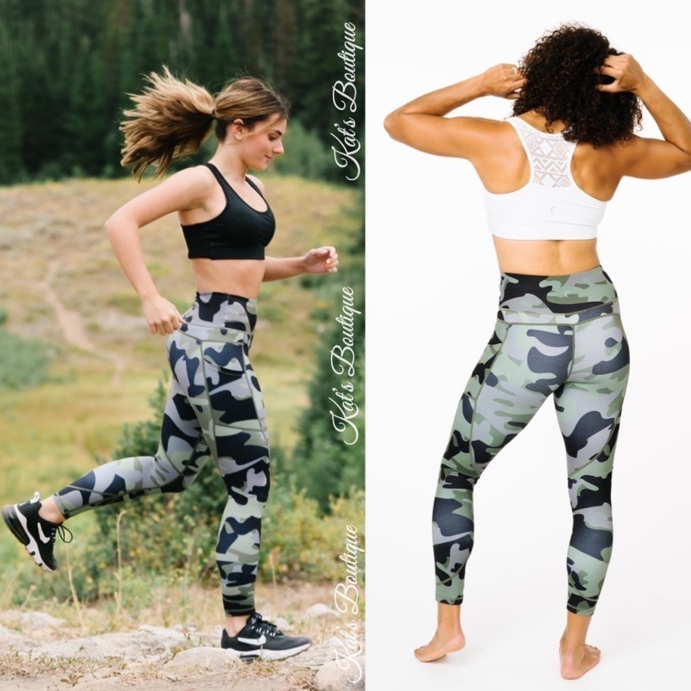 (NWT) Zyia Green Camo Pocket Light n Tight Hi-Rise 7/8